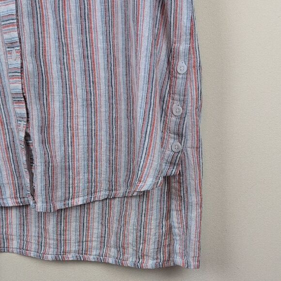 Beachlunchlounge Mixed Stripes Sleeveless Button-Up High Low Hem Top Size XL - Picture 4 of 9